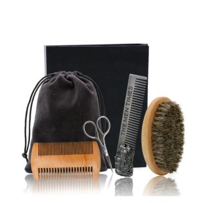 China Men's Beard Brush High Quality Sandalwood Wooden Beard Combs and Brushes Men's Grooming Set for sale