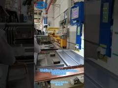 Welding the carbon steel door with rocker arm table spot welding machine