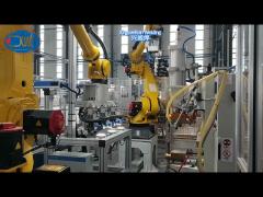 Robot supporting spot and projection welding machine