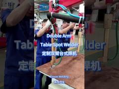 Welding the stainless steel with crank-arm platform spot welding machine