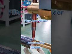 Welding stainless steel filter with stationary spot welder