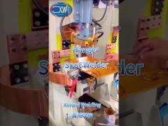 Welding hanger with spot welding machine