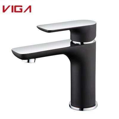 China Cheap Modern Metered Faucets Chrome Deck Mounted Single Handle Black 1 Hole Water Tap Basin Mixer Bathroom Basin Faucet Single Lever for sale