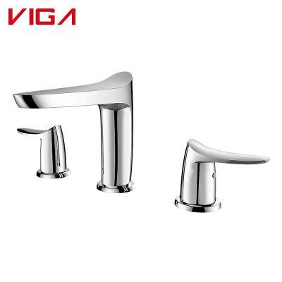 China Faucets Chrome Metered Luxury Artistic Water Faucet Sets Two Handle Bathroom Health Faucet Pieces for sale