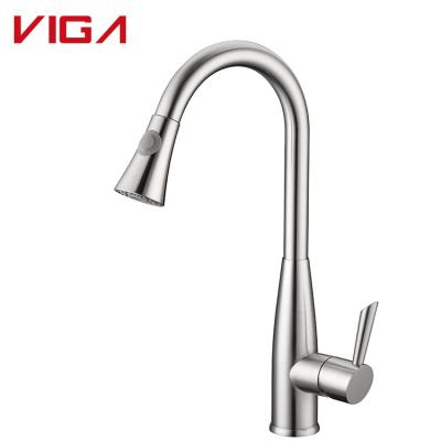 China Modern Brass Kitchen Faucet In Brush Chrome Steel Plate Surface Finish for sale