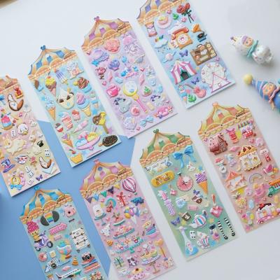 China Early Childhood Original Cognitive Education Desert Afternoon Tea Party Cartoon Sticker Puffy 3D Stickers for sale