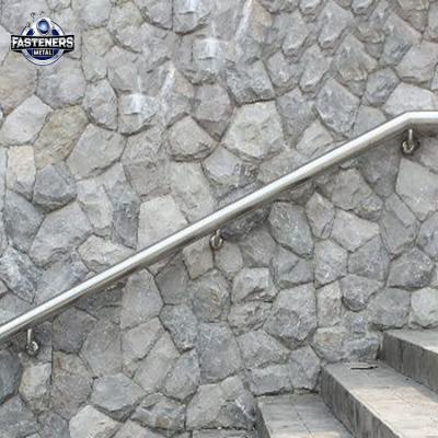 China Shopping Malls Custom Stainless Steel Pipe Staircase Wall Mounted Railing With A Tapered Bezel for sale