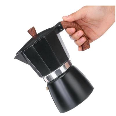 China Hot Sale 3/4/6/9/12cups Eco-Friendly Black Metal Moka Pot Coffee Maker Coffee Mug Espresso Coffee Aluminum Mocha Pot With Handle for sale