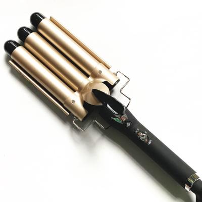 China New Three Barrel LCD Automatic Curling Iron Hair Curler Roller Styler Big Current Ceramic Ionic Wave Hair Curler With Triple Barrel Hair Diffuse Hair Curler for sale