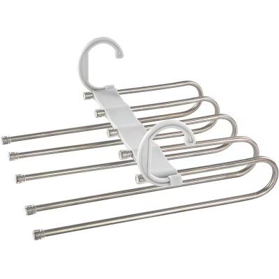 China Foldable Multi-Function Foldable Clothes Hanger Household Space Saving Portable Multi-Layer Aluminum Hanger for sale