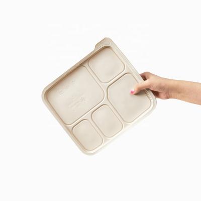 China Cheap disposable cornstarch 3 in 1 airtight rice husk food container biodegradable storage box with lid for sale