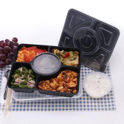 China 4 5 6 Compartments Plastic Disposable Food Container Container Compartmented Disposable Bowl One Time Use for sale