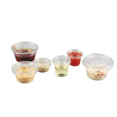 China Hot Selling Microwavable Transparent Disposable Pet Sauce Plastic Cup Take Away Sauce Container Cup for sale