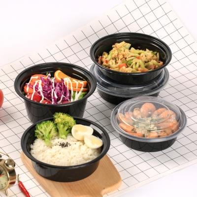 China Large Leak Proof American Style Round Containers Bento Plastic Food Box Disposable Microwavable Food Boxes for sale