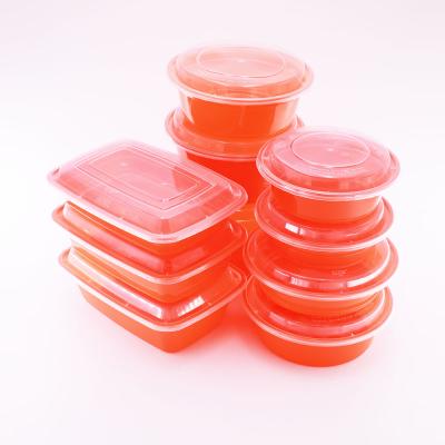 China Stored Restaurant Take Out Containers Large Style Food Container Orange American Plastic Box for sale