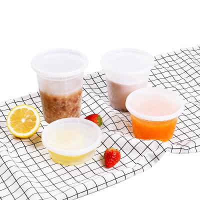 China Leak Proof Microwavable Transparent Plastic PP Disposable Cup With Pe Lid For Soup Or Drink Catering for sale