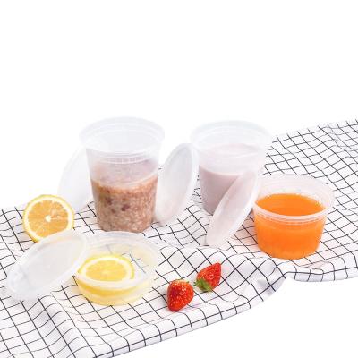 China Sustainable Disposable Soup Or Drink Takeaway Cups PP Transparent Plastic Cups With PE Lids for sale