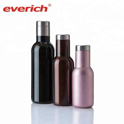 China 375ml Viable Red Wine Bottle Matte Black Stainless Steel Wine Bottle BPA Free for sale