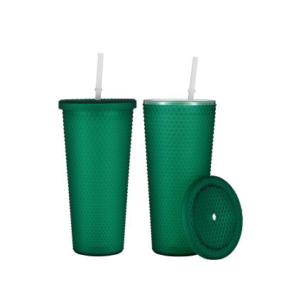 China Wall Mountable Double Tumbler Cups Clear Acrylic Tumbler Plastic Studded Plastic Water Bottle for sale