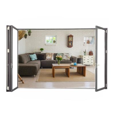 China Exterior Aluminum Frame Folding Door Double Folding Glass Partition Steel Doors for sale