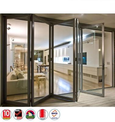 China Interior Doors Lowes Folding Door Accordion Soundproof Glass Room Divider for sale