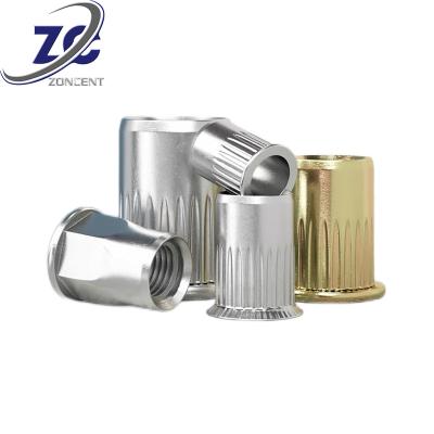 China Heavy Industry 316 Stainless Steel Brass Rivet Nuts M4 M5 M6 M8 M10 Rivnut Rivet Nut With Knurled Body for sale