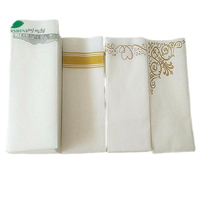 China Hot Selling White Printed Luxurious Linen Block Mounted Gold Printed Napkins Paper for sale