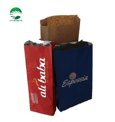 China Food Grade Disposable BBQ Custom Printed Aluminum Foil Lined Paper Bag High Quality Kraft Paper Sandwich Bag for sale