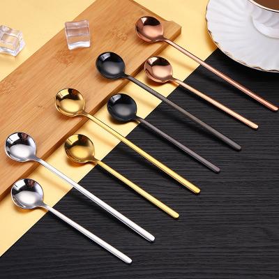 China Amazon 2022 Viable Rose Gold Stainless Steel Metal Dessert Tea Spoon 17cm Popular Long Handled 13cm 15cm Mini Small 304 for sale