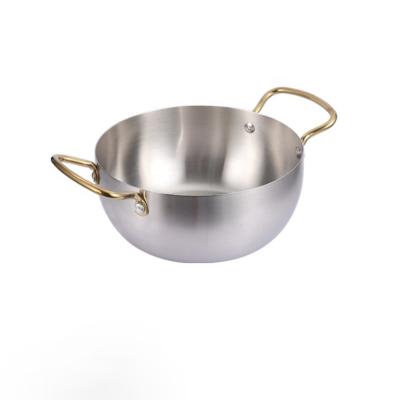 China Sustainable Wholesale Kitchen Cookware Mini Hot Pot Korean Restaurant Stainless Steel Soup Pot Cooking Pots for sale