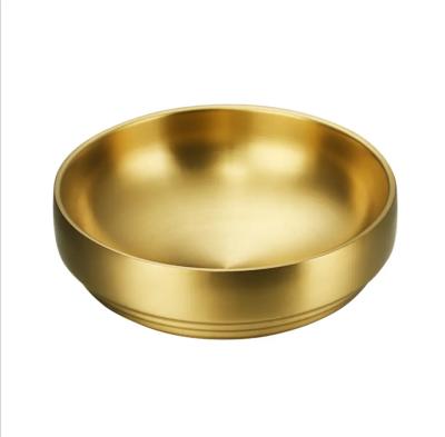 China Stainless Serving Dish Sustainable High Quality Flat Bottom Korean Style Restaurant Kimchi Round Dishes for sale