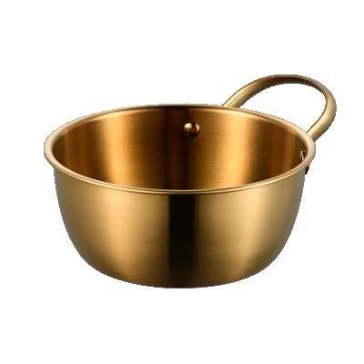 China Reusable Reusable Stainless Steel Bibimbap Deep Bowl For Restaurant Mixing Bowls Set Noodle Kimchi Ramen Serving Bowl With Handle for sale