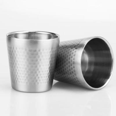 China Diamond Pattern Hammer Pattern Double Wall Beer Cup Viable Pint Cup Hot Cold Drinks Mugs For Home Office Outdoor Camping Mug for sale