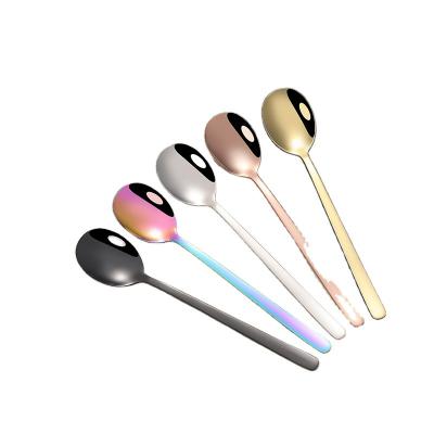 China Viable 304 Stainless Steel Teaspoon Dinner Spoon Teaspoon With Mirror Polishing Spoon More Colorful And Attractive for sale