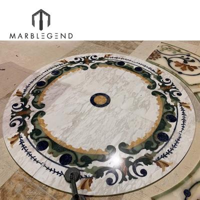 China Contemporary custom luxury marble inlay medallion floor waterjet pattern for villa project for sale