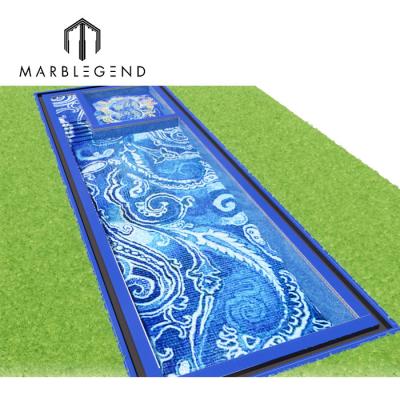 China Flooring Ocean Blue Swimming Pool Glass Mosaic Tile Bath Pool Tile Glass Mosaic Patterns With Free Design for sale