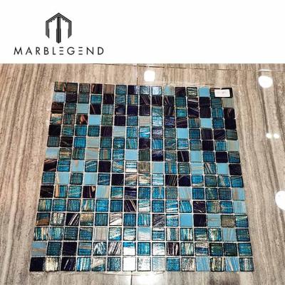 China China Factory Flooring Manufacturer Design Glass Mosaic Blue Glass Mosaic Slab For Swimming Pool for sale