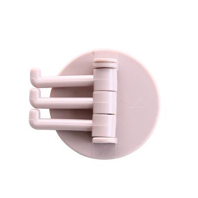 China Traceless Sustainable Stick 3 Rotary Hook Home Wall Kitchen Bathroom Plain Nail Free Stick 3 Hooks for sale