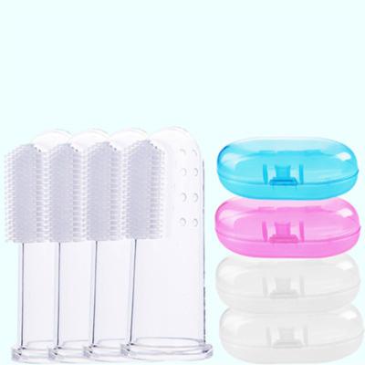 China BPA Free Home Food Grade Baby Brush Infant Toothbrush Food Grade Silicone Baby Finger Toothbrush and Box for sale