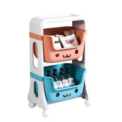 China Best Selling Viable Kids Cartoon Storage Rack Toy Shelf Bookshelf Organizer Storage Container Box for sale