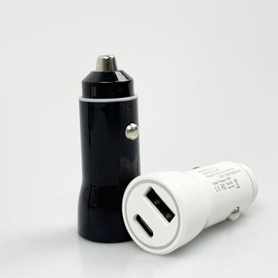 China Mobile Phone New Products Car Charger Type-C/USB 2 Fast Dual USB Car Charger Left Quick Charge for sale