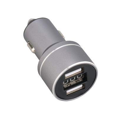 China Premium Premium Metal Car Charger Adapter 5V 3.1A Dual Usb Fast Charger With LED Voltmeter for sale