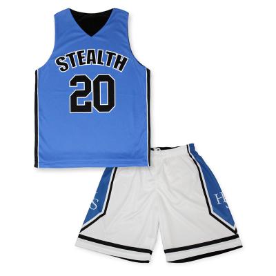 China Latest Design 2022 Basketball Antibacterial Custom Reversible Black Basketball Jersey Uniform Set for sale