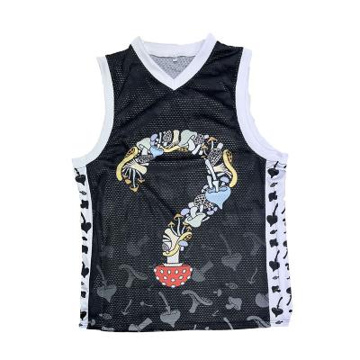 China Antibacterial Design Basketball Tank Top Design Gauge Cloth Black or White Basketball Tank Top for sale