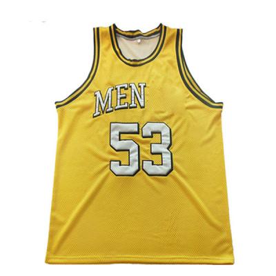 China USA Basketball Team Tops Yellow Embroidery Basketball High Quality Antibacterial Shirts for sale