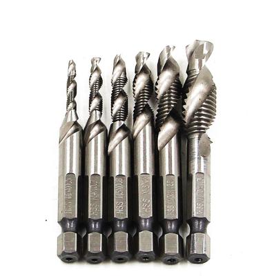 China HSS 6PCS HSS4341 Hex Shank Spiral Screw Thread Taps Metric Drill Bit Set Hex Tap Drill Bit/Imperial Spiral Spline Machine Screw for sale