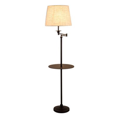 China Nordic Simple Living Room Study Floor Lamp Vertical Storage Tray Coffee Table Lamp for sale