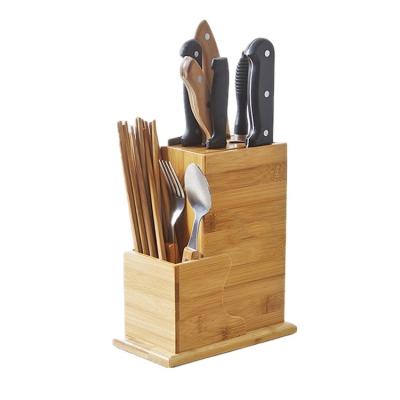 China Disposable Straight Bamboo Wooden Knife Holder Kitchen Cutlery Storage Box For Spoons Chopsticks for sale