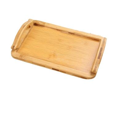 China Disposable Kitchen Food Server Organizer Bamboo Serving Tray With Eco Friendly Rectangular Handle for sale