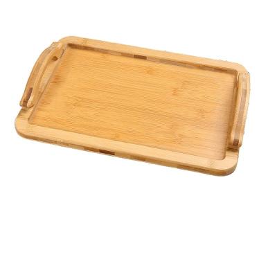 China Multi Size Disposable Bamboo Food Serving Trays With Wooden Handles Rectangular Cup Holder Tray for sale